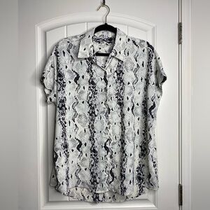 She & Sky Button Down Abstract Shirt, Like New